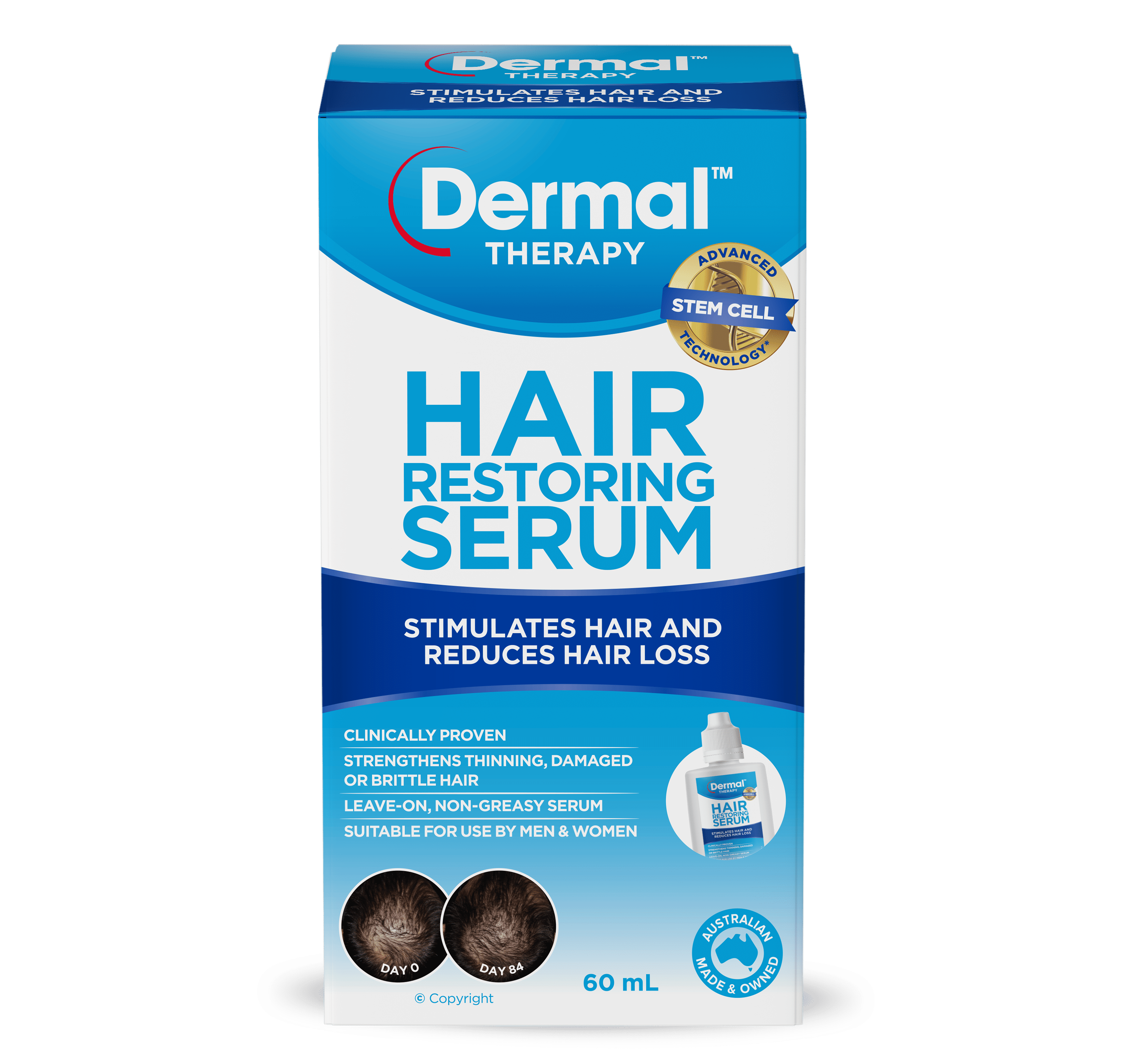 Dermal Therapy Hair Restoring Serum 60mL – Reduces Hair Loss, Non-Greasy Formula (Australia)