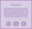 Ingredients list for Dermal Therapy Acne Control Lotion on a purple background