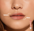 Before and after results of Dermal Therapy Nude Lip Tint, enhancing natural lip colour and hydration.