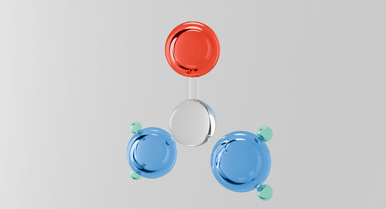 Scientific equipment displaying three colourful plates in red, blue and white demonstrating urea in skincare