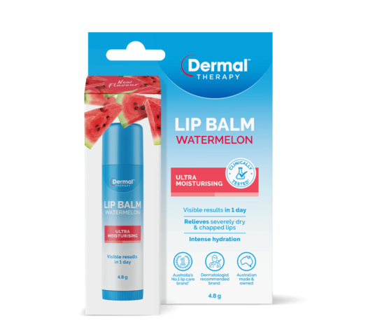 Dermal Therapy Lip Balm Watermelon - Stick Format - Front View of Packaging