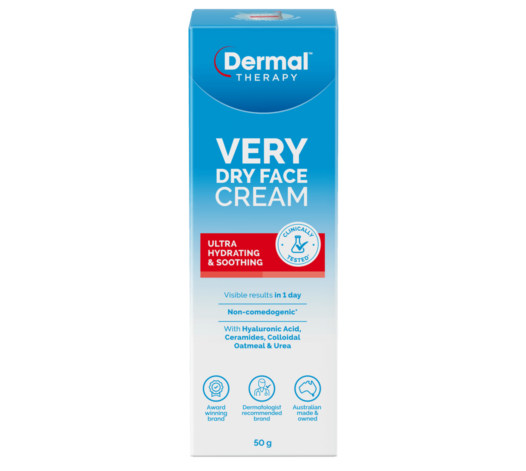 Front view of Dermal Therapy Very Dry Face Cream packaging