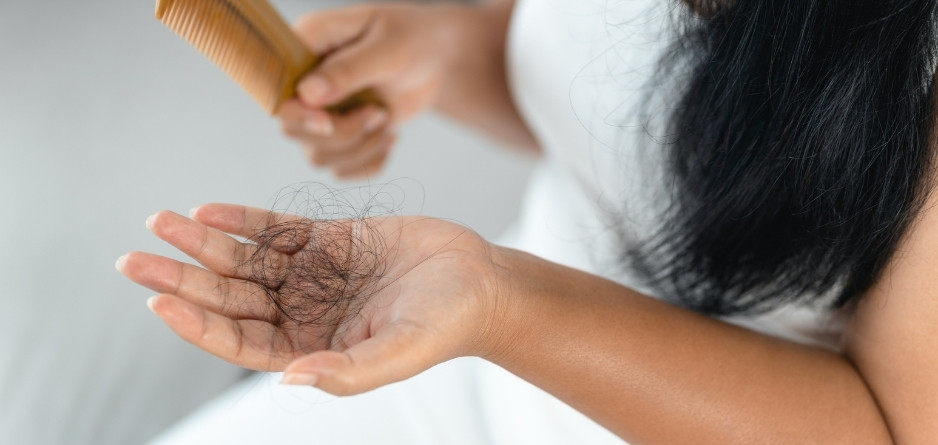 A new mum experiencing postpartum hair loss and wondering what the solution is - Dermal Therapy Hair Restoring Shampoo & Conditioner